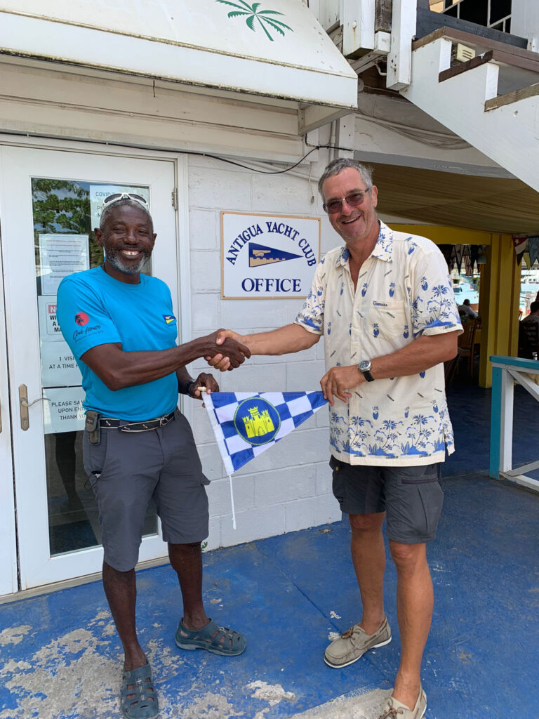 Burgee exchange Antigua YC
